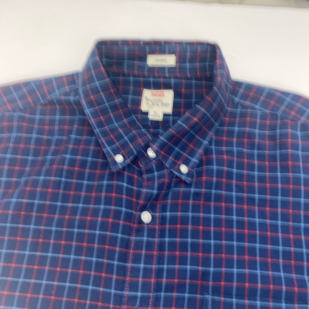 J. Crew Men's Oxford Red and Blue Plaid Shirt $128 - Picture 9 of 13